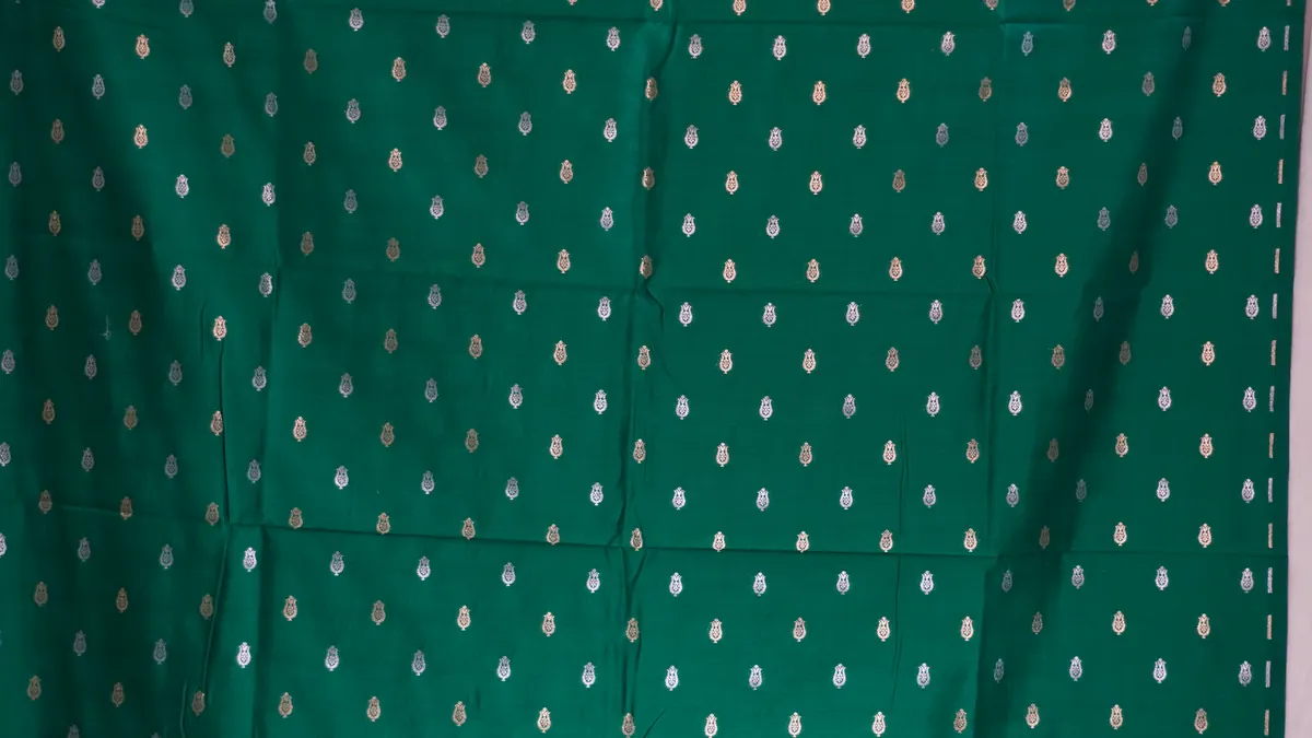 KashiFab_banarasi_resham_zari_meena_brocade_cho_d25_teal_01 KashiFab Banarasi Resham Zari Meena Brocade Teal fabric wholesale Varanasi
