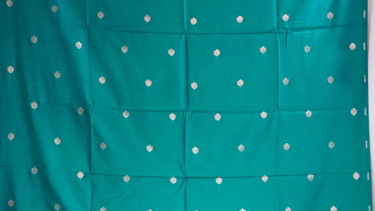 KashiFab_banarasi_resham_zari_meena_brocade_cho_d29_teal_2_02 KashiFab Banarasi Resham Zari Meena Brocade Teal 2 fabric wholesale Varanasi
