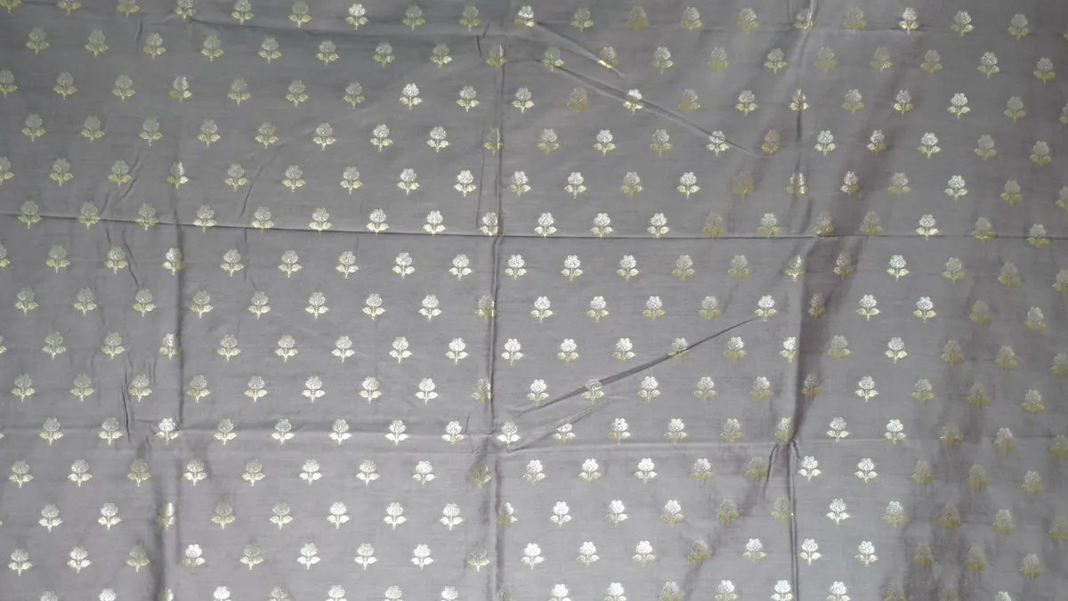 KashiFab_banarasi_sartan_zari_meena_brocade_cho_u10_grey_01 KashiFab Banarasi Sartan Zari Meena Brocade Grey fabric wholesale Varanasi