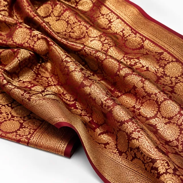 KashiFab Banarasi silk fabric online - gold zari brocade from Varanasi