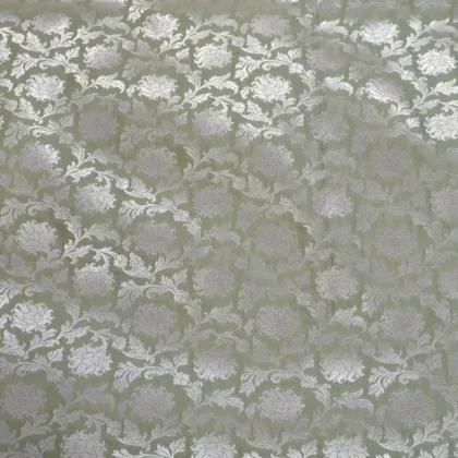 KashiFab Banarasi Vintage Brocade Grey fabric wholesale Varanasi