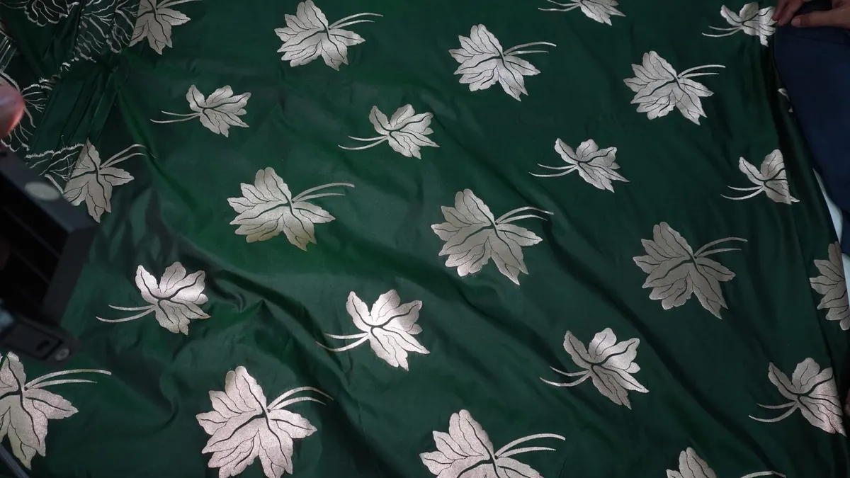 KashiFab Banarasi Vintage Brocade Teal fabric wholesale Varanasi