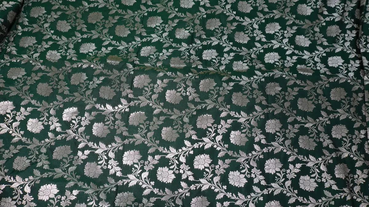 KashiFab_banarasi_vintage_brocade_cho_u39_teal_01 KashiFab Banarasi Vintage Brocade Teal fabric wholesale Varanasi