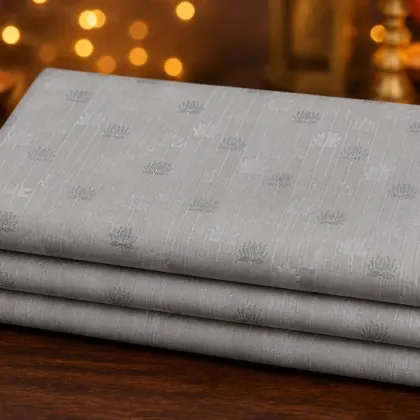 KashiFab Cotton Jacquard Zari Banarasi Fabric folded on table - Banaras fabric cover