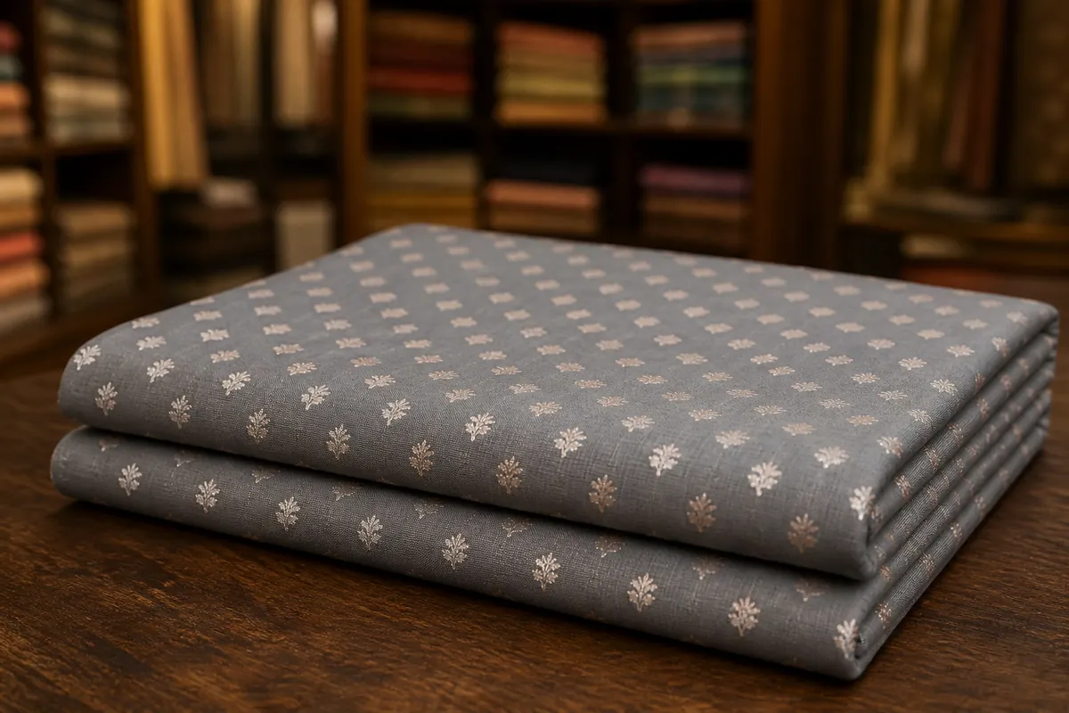 KashiFab_cho_card1_cotton_jacquard_d13_cover-2 KashiFab Cotton Jacquard Zari Banarasi Fabric folded on table - Banaras fabric cover