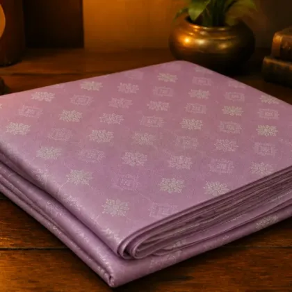 KashiFab Cotton Jacquard Zari Banarasi Fabric folded on table - Banaras fabric cover