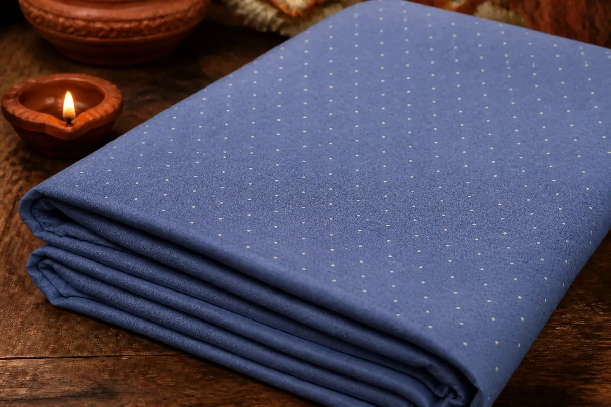 KashiFab_cho_card1_cotton_jacquard_d18_cover-2 KashiFab Cotton Jacquard Zari Banarasi Fabric folded on table - Banaras fabric cover