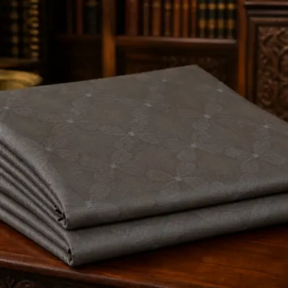 KashiFab Cotton Jacquard Zari Banarasi Fabric folded on table - Banaras fabric cover
