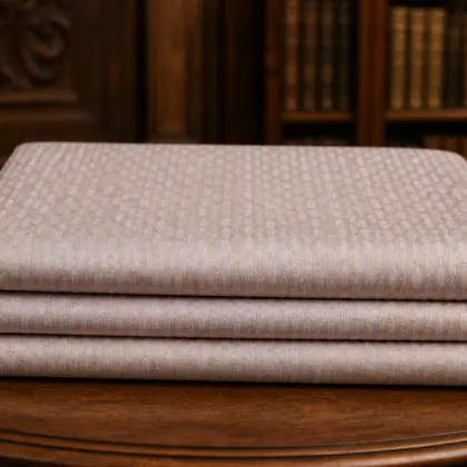 KashiFab Cotton Jacquard Zari Banarasi Fabric folded on table - Banaras fabric cover