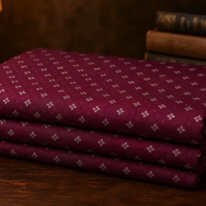 KashiFab Banarasi Katan Spun Meena Brocade folded on table - Banaras fabric cover