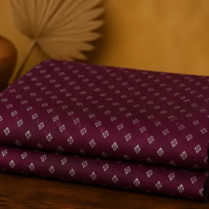 KashiFab Banarasi Katan Spun Meena Brocade folded on table - Banaras fabric cover