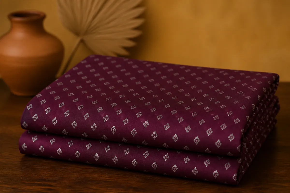 KashiFab_cho_card1_katan_meena_brocade_u0276_cover-1 KashiFab Banarasi Katan Spun Meena Brocade folded on table - Banaras fabric cover