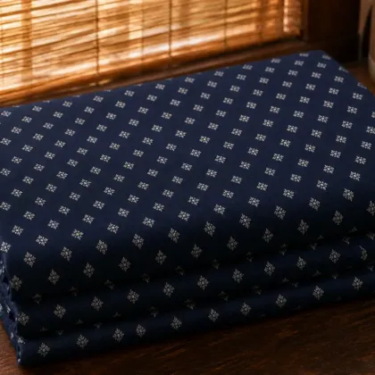 KashiFab Banarasi Katan Spun Meena Brocade folded on table - Banaras fabric cover
