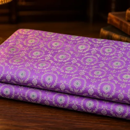 KashiFab Banarasi Kimkhab Brocade folded on table - Banaras fabric cover
