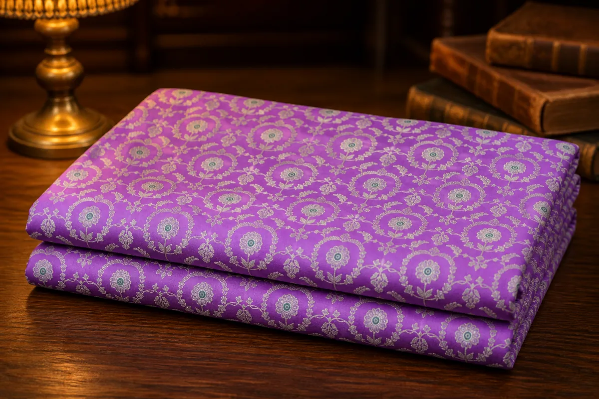 KashiFab_cho_card1_kimkhab_u04_cover KashiFab Banarasi Kimkhab Brocade folded on table - Banaras fabric cover