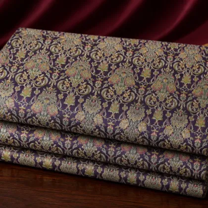 KashiFab Banarasi Kimkhab Brocade folded on table - Banaras fabric cover