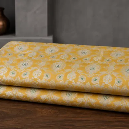 KashiFab Banarasi Kimkhab Brocade folded on table - Banaras fabric cover