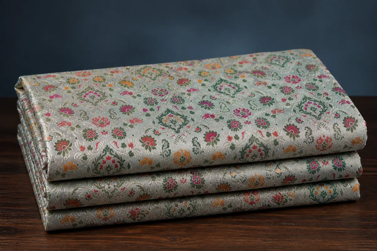 KashiFab_cho_card1_kimkhab_u13_cover KashiFab Banarasi Kimkhab Brocade folded on table - Banaras fabric cover