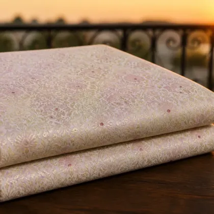 KashiFab Banarasi Kimkhab Brocade folded on table - Banaras fabric cover