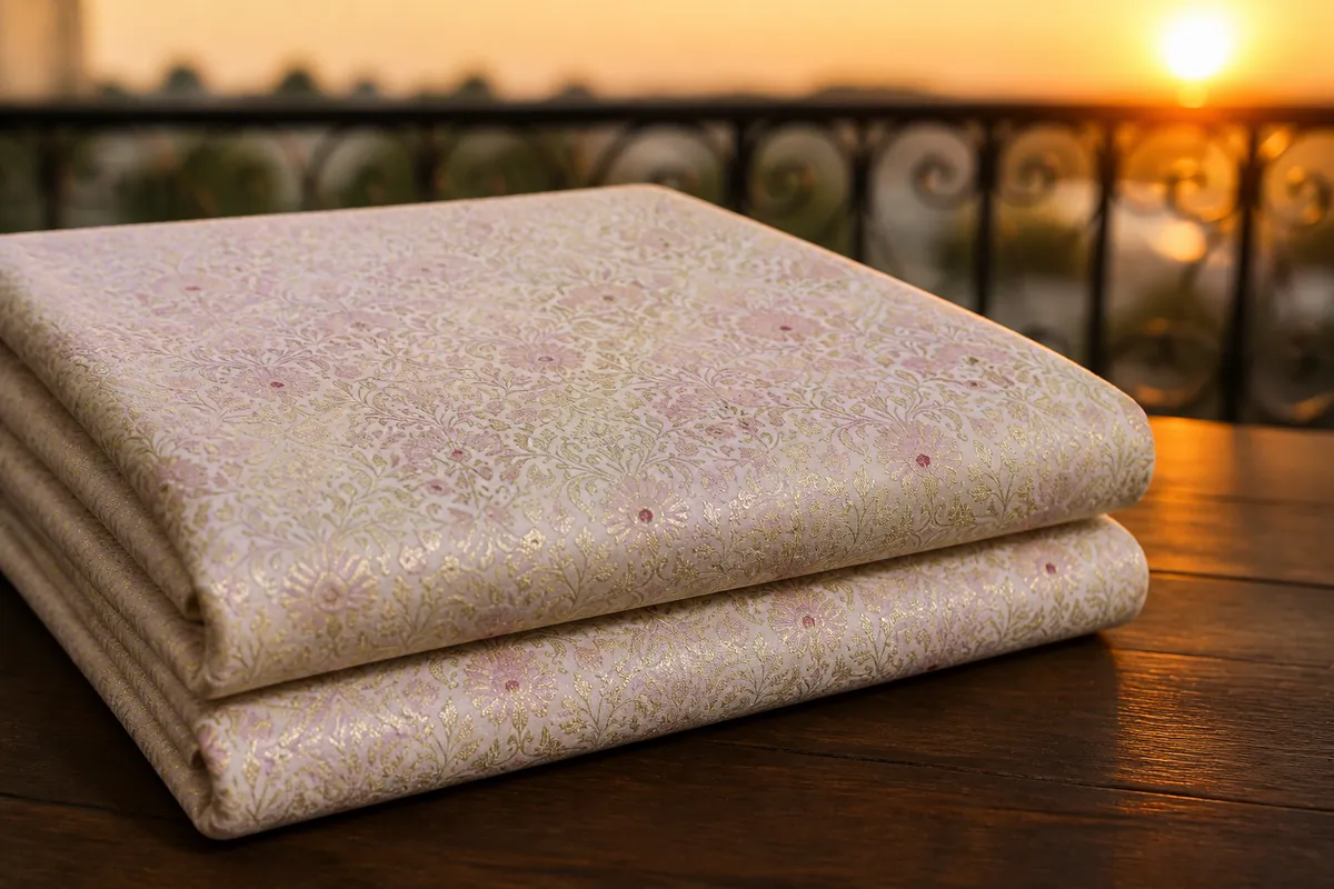 KashiFab_cho_card1_kimkhab_u14_cover KashiFab Banarasi Kimkhab Brocade folded on table - Banaras fabric cover