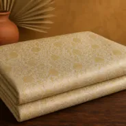 KashiFab Banarasi Kimkhab Brocade folded on table - Banaras fabric cover