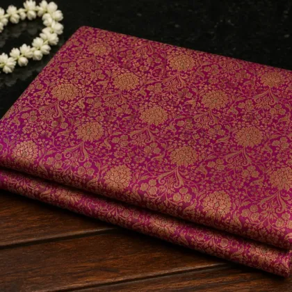 KashiFab Banarasi Kimkhab Brocade folded on table - Banaras fabric cover