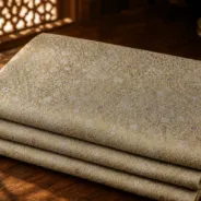 KashiFab Banarasi Kimkhab Brocade folded on table - Banaras fabric cover