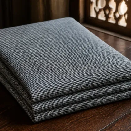 KashiFab Banarasi Pure Matka Silk folded on table - Banaras fabric cover