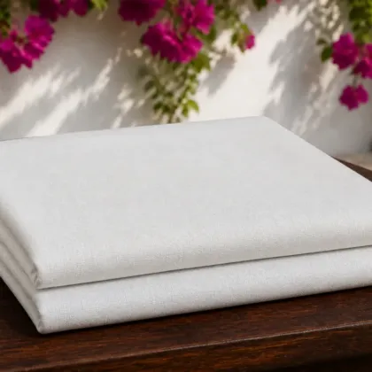 KashiFab Banarasi Pure Matka Silk folded on table - Banaras fabric cover