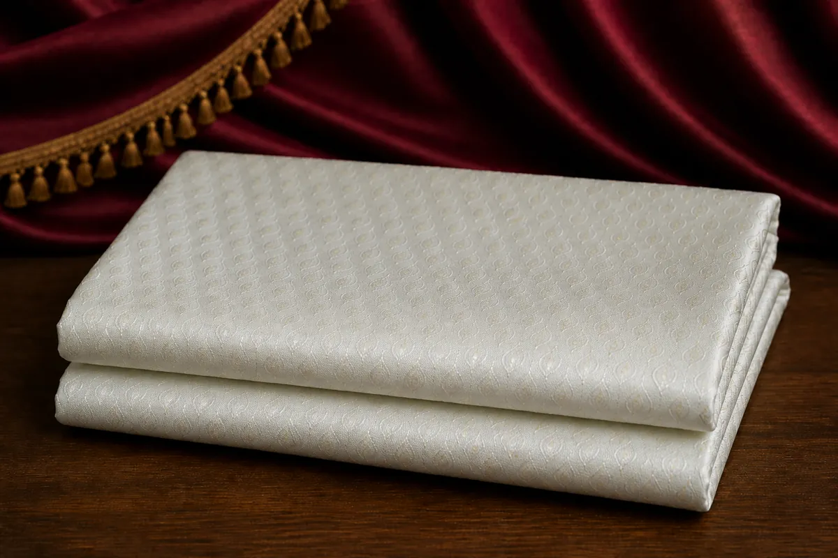 KashiFab_cho_card1_pure_resham_meena_u06_cover-1 KashiFab Pure Resham Spun Meena Brocade folded on table - Banaras fabric cover