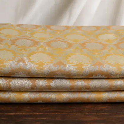 KashiFab Banarasi Rangkat Royale Brocade folded on table - Banaras fabric cover