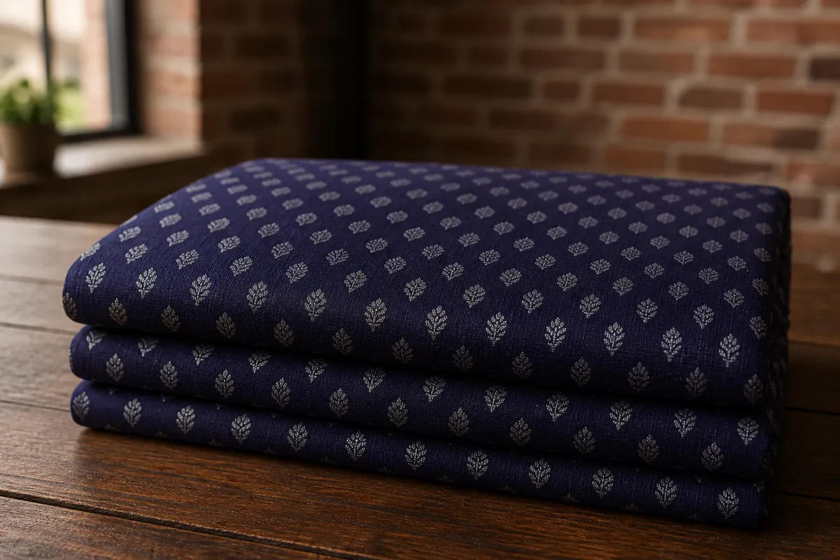 KashiFab_cho_card1_raw_silk_booti_u02_cover-1 KashiFab Banarasi Pure Raw Silk Zari Booti folded on table - Banaras fabric cover