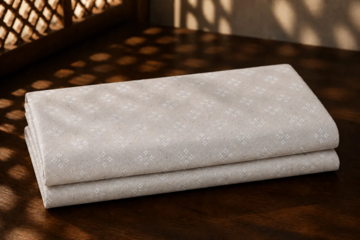 KashiFab_cho_card1_resham_cotton_meena_jacquard_u06_cover-2 KashiFab Banarasi Pure Resham Cotton Meena Jacquard folded on table - Banaras fabric cover