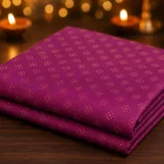 KashiFab Banarasi Pure Resham Cotton Meena Jacquard folded on table - Banaras fabric cover