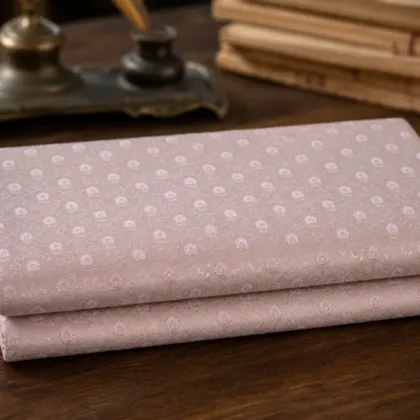 KashiFab Banarasi Pure Resham Cotton Meena Jacquard folded on table - Banaras fabric cover