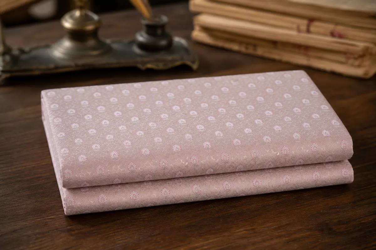 KashiFab_cho_card1_resham_cotton_meena_jacquard_u09_cover-1 KashiFab Banarasi Pure Resham Cotton Meena Jacquard folded on table - Banaras fabric cover