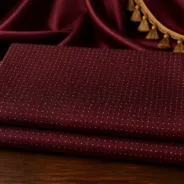KashiFab Banarasi Pure Resham Cotton Meena Jacquard folded on table - Banaras fabric cover
