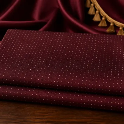 KashiFab Banarasi Pure Resham Cotton Meena Jacquard folded on table - Banaras fabric cover