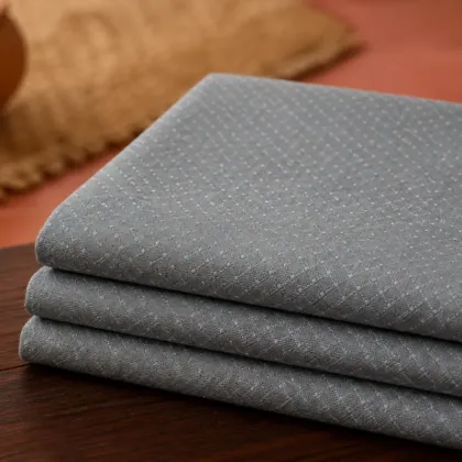 KashiFab Banarasi Pure Resham Cotton Meena Jacquard folded on table - Banaras fabric cover