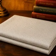 KashiFab Banarasi Pure Resham Cotton Meena Jacquard folded on table - Banaras fabric cover