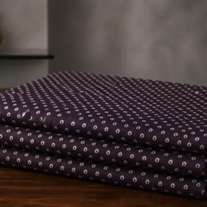 KashiFab Banarasi Pure Resham Cotton Meena Jacquard folded on table - Banaras fabric cover