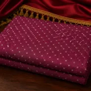 KashiFab Banarasi Pure Resham Cotton Meena Jacquard folded on table - Banaras fabric cover