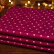 KashiFab Banarasi Resham Zari Meena Brocade folded on table - Banaras fabric cover