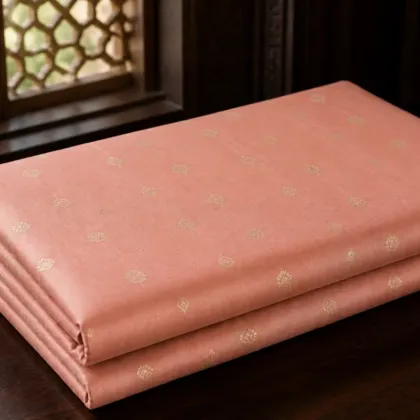 KashiFab Banarasi Resham Zari Meena Brocade folded on table - Banaras fabric cover