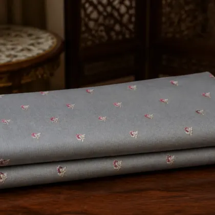 KashiFab Banarasi Sartan Zari Meena Brocade folded on table - Banaras fabric cover