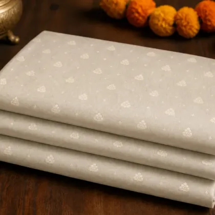 KashiFab Banarasi Sartan Zari Meena Brocade folded on table - Banaras fabric cover