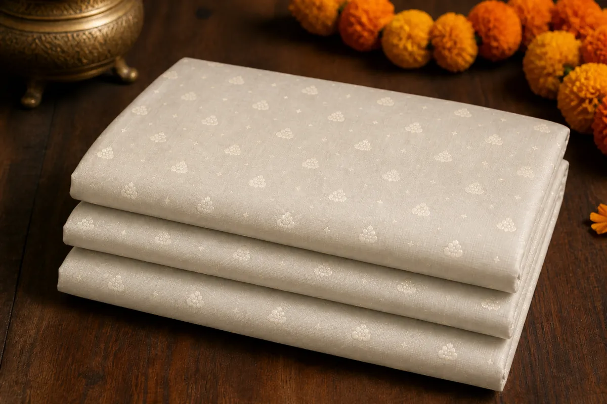 KashiFab_cho_card1_sartan_meena_u04_cover-1 KashiFab Banarasi Sartan Zari Meena Brocade folded on table - Banaras fabric cover