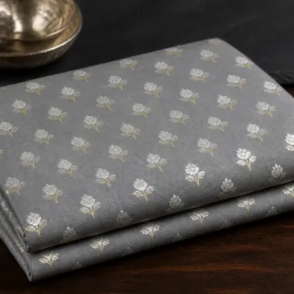 KashiFab Banarasi Sartan Zari Meena Brocade folded on table - Banaras fabric cover