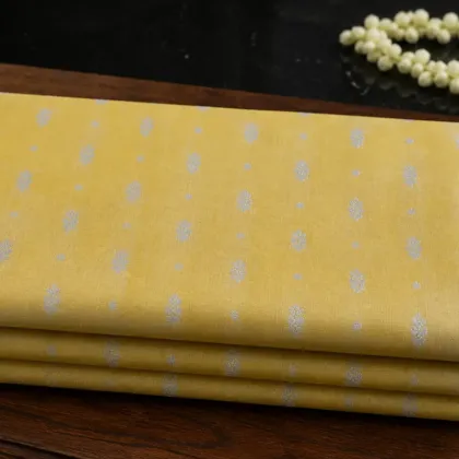 KashiFab Banarasi Sartan Zari Meena Brocade folded on table - Banaras fabric cover