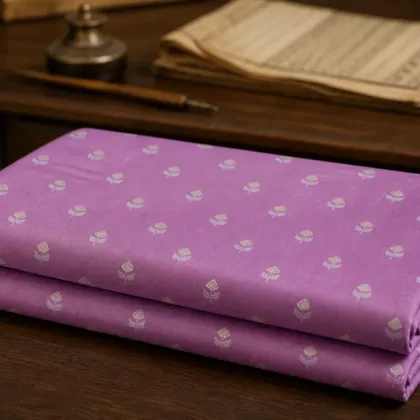 KashiFab Banarasi Sartan Zari Meena Brocade folded on table - Banaras fabric cover